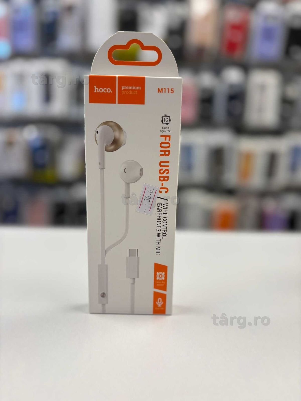 Casti cu Fir Hoco M115 USB-C, 1.2m Cablu 2