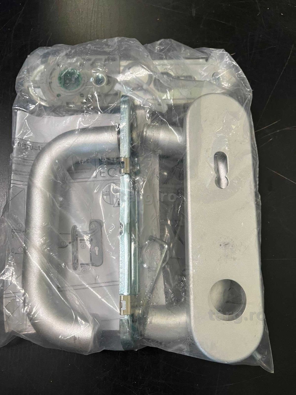 Set mâner ușă Hörmann D-110 449909, placă scurtă (pentru guler și cilindru profilat, aluminiu, mâner ușă, feronerie ușă)