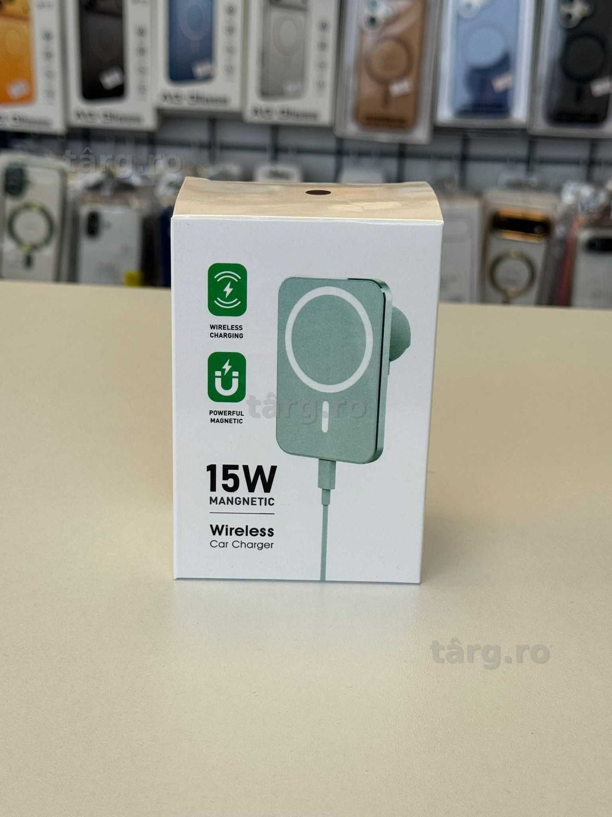 Incarcator Suport Magnetic Magsafe 15W Cablu Inclus, Culoare Alb/Negru