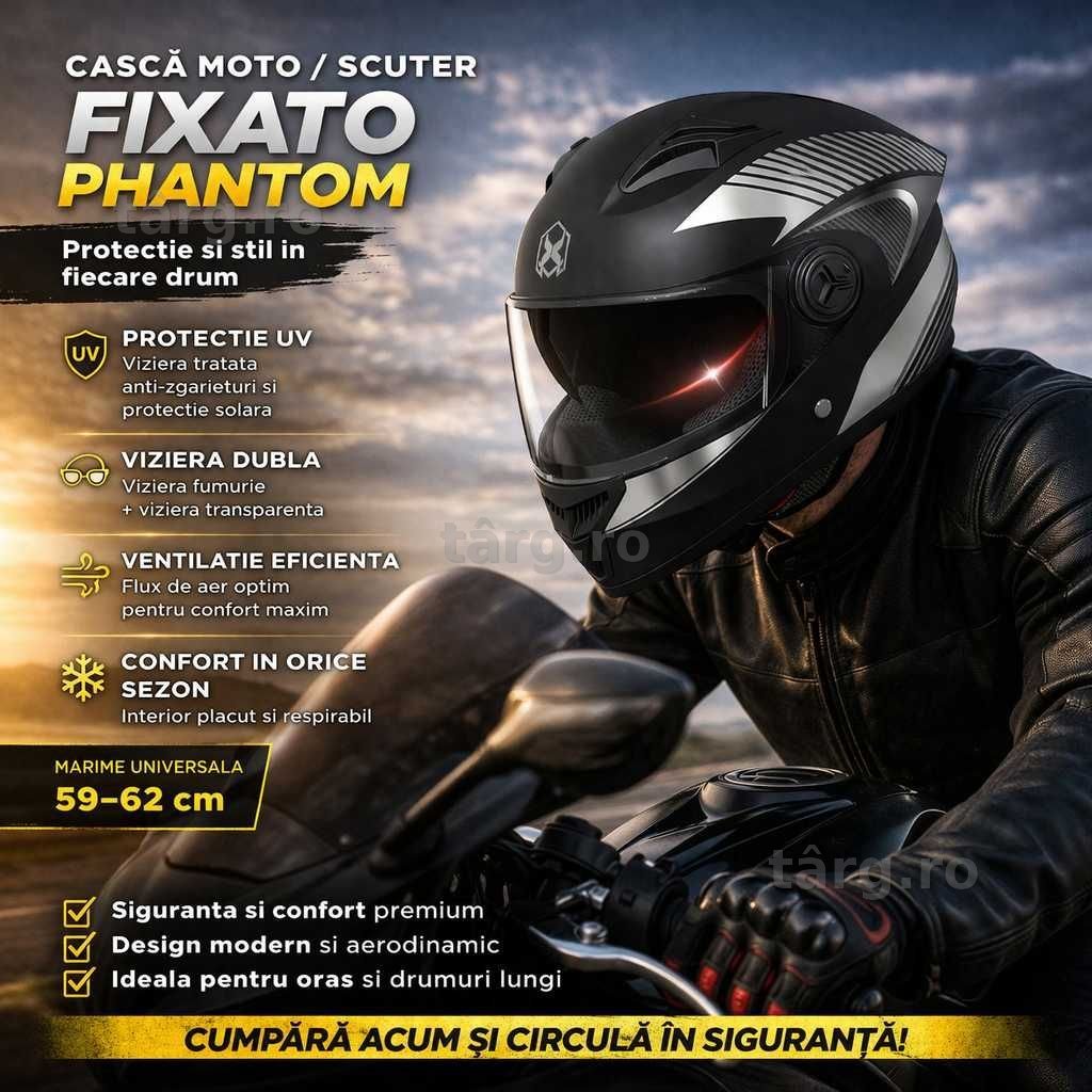 Casca Moto/Scuter/ATV, Viziera Dubla, Negru Argintiu, Marime universala 59-62 cm 2