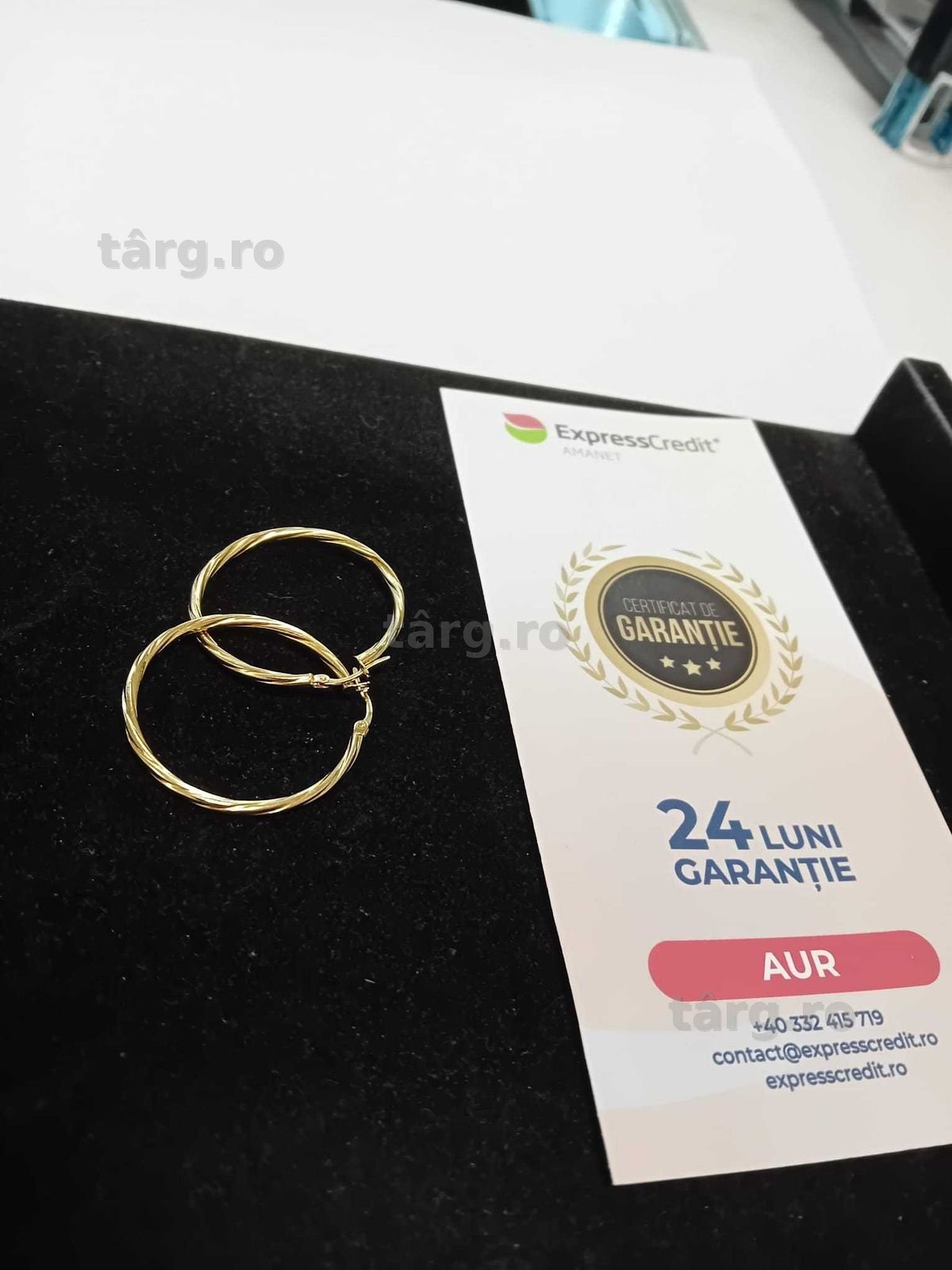 (Ag33)Cercei Aur 18K/Garantie 2 Ani