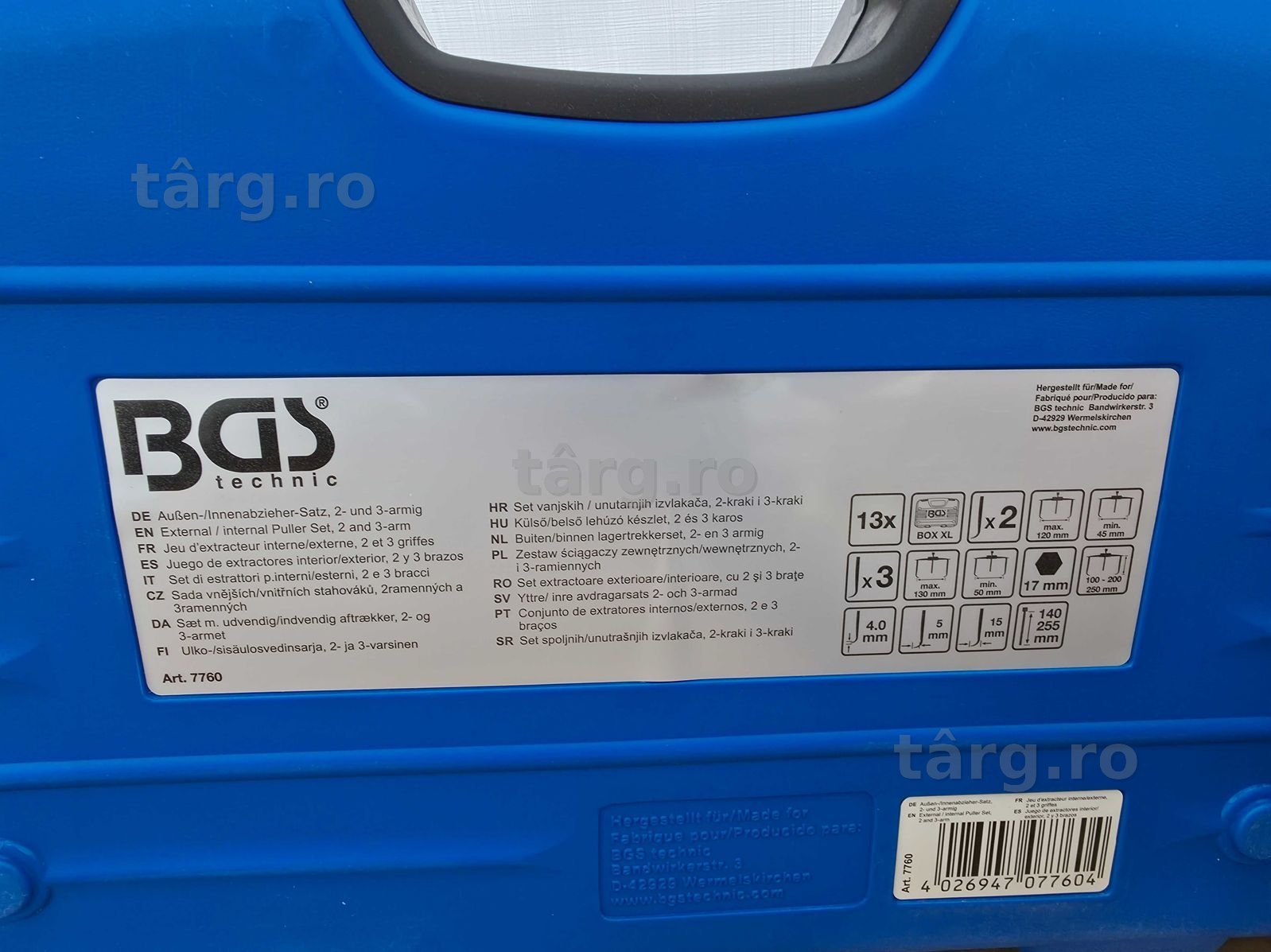 Set prese de rulmenti cu 2 si 3 brate, 12 piese, BGS 7760 4