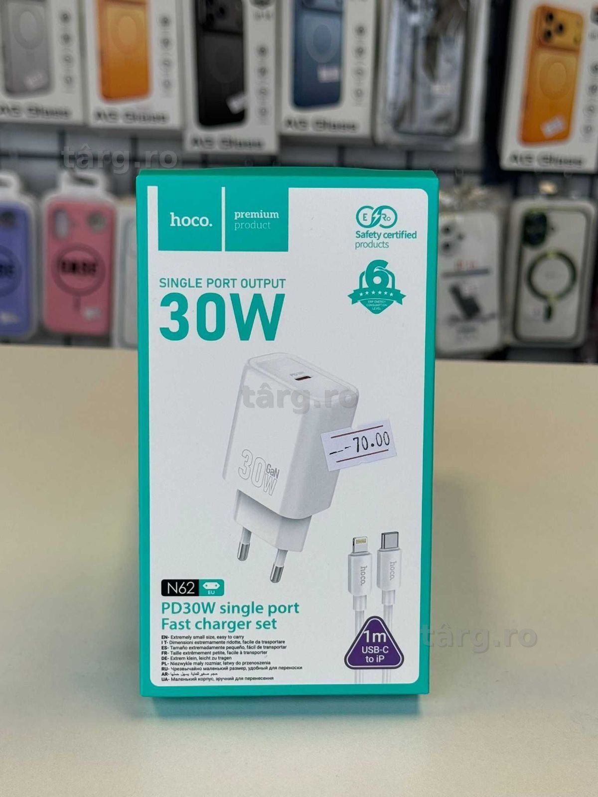Incarcator hoco + cablu lightning, incarcare rapida, 30 w