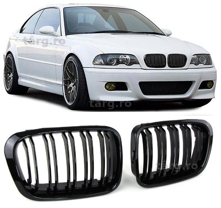 Grile duble M-LOOK BMW E46 Coupe Cabrio (99-03) negru lucios