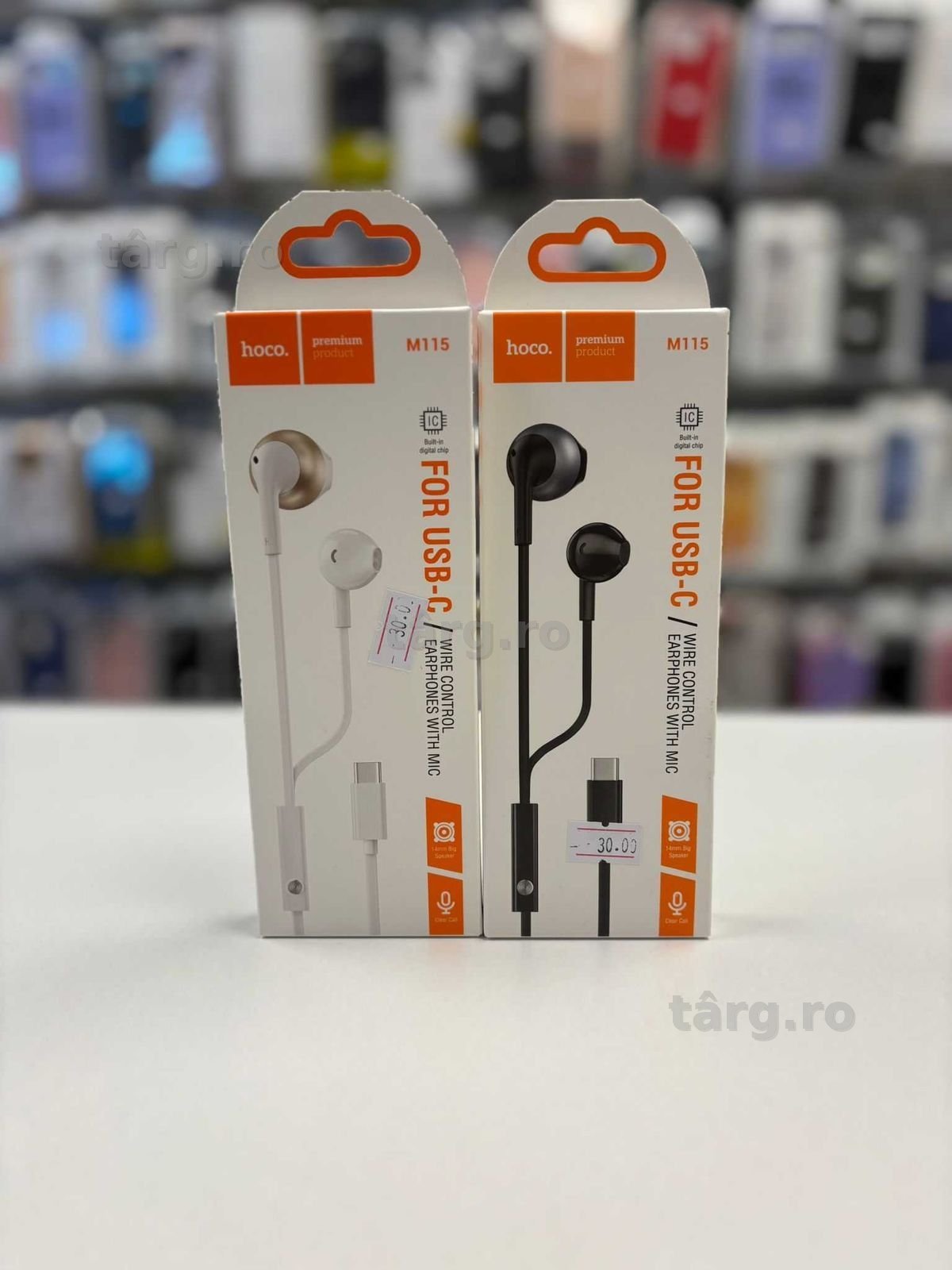 Casti cu Fir Hoco M115 USB-C, 1.2m Cablu