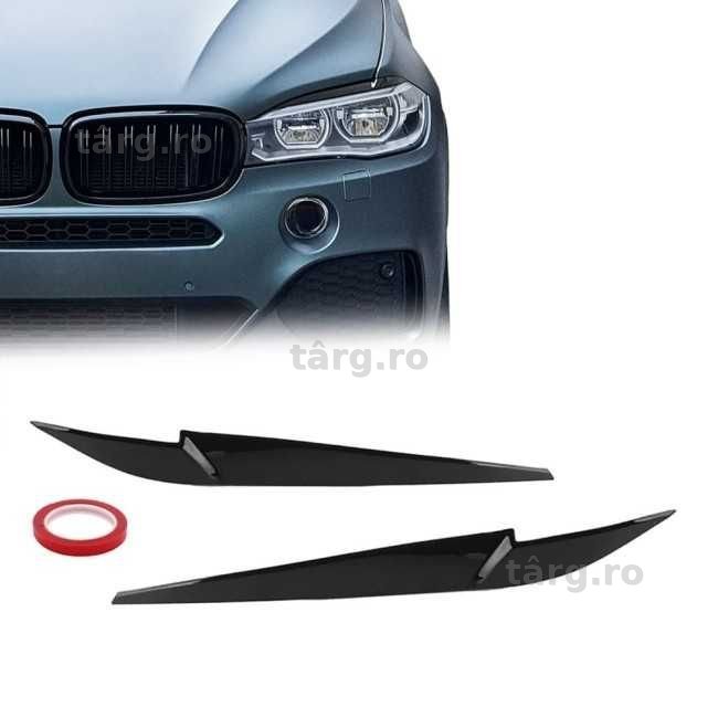 Set Pleoape Faruri Far cu auto-adeziv BMW X5 F15 2014 - 2018, Negru Lucios
