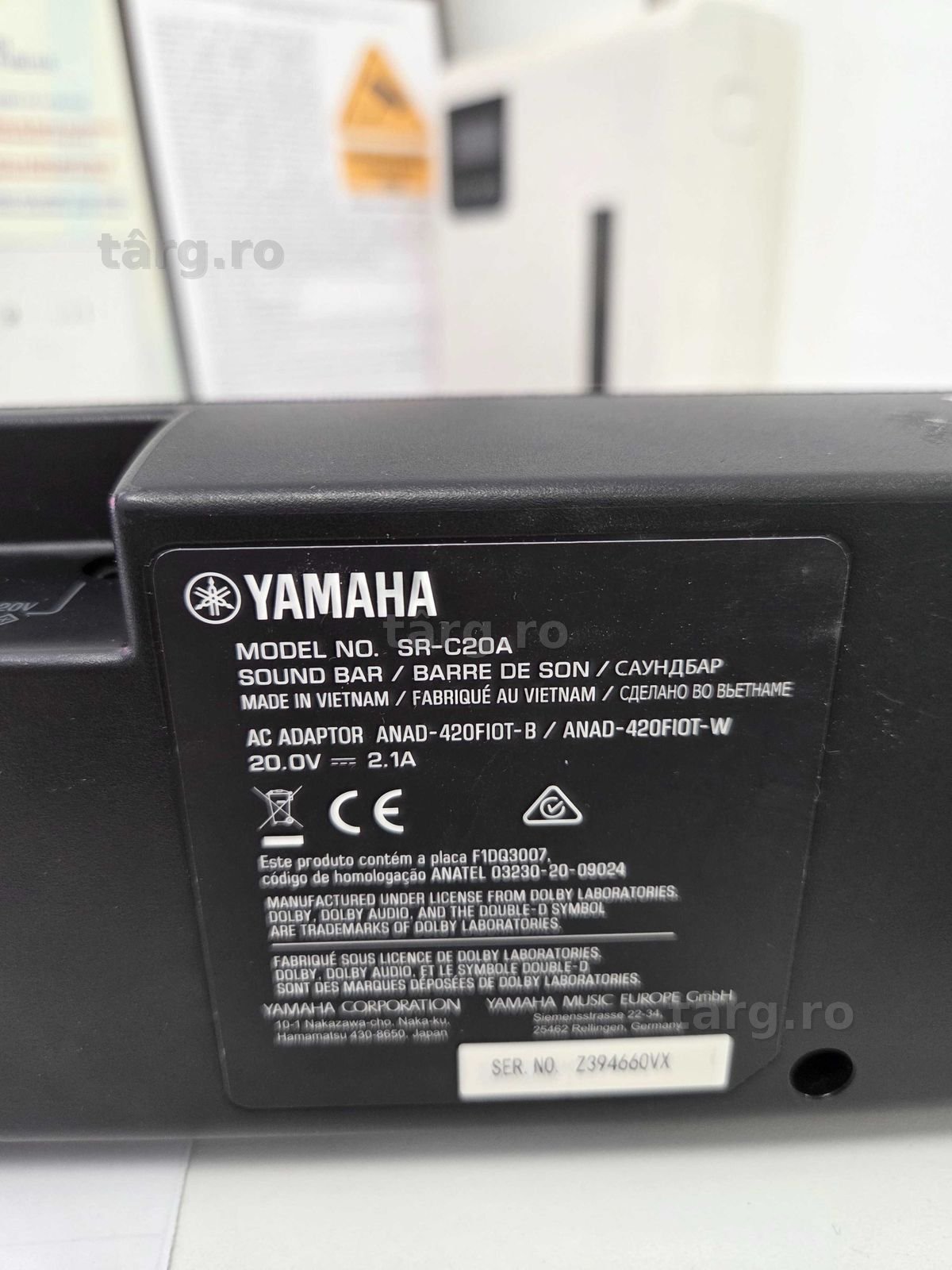 Soundbar Yamaha SR-C20A (ECA27 b.49180)-Garantie 2 ani! 3