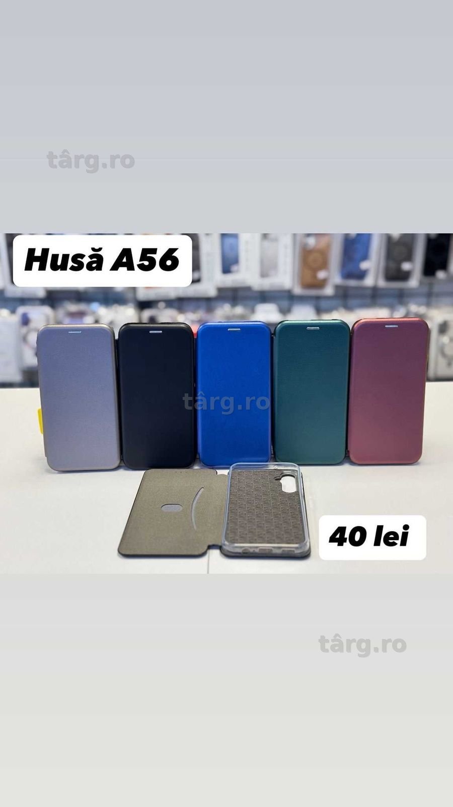 Husa piele ecologica tip carte, folie, cablu, incarcator Samsung A56 2