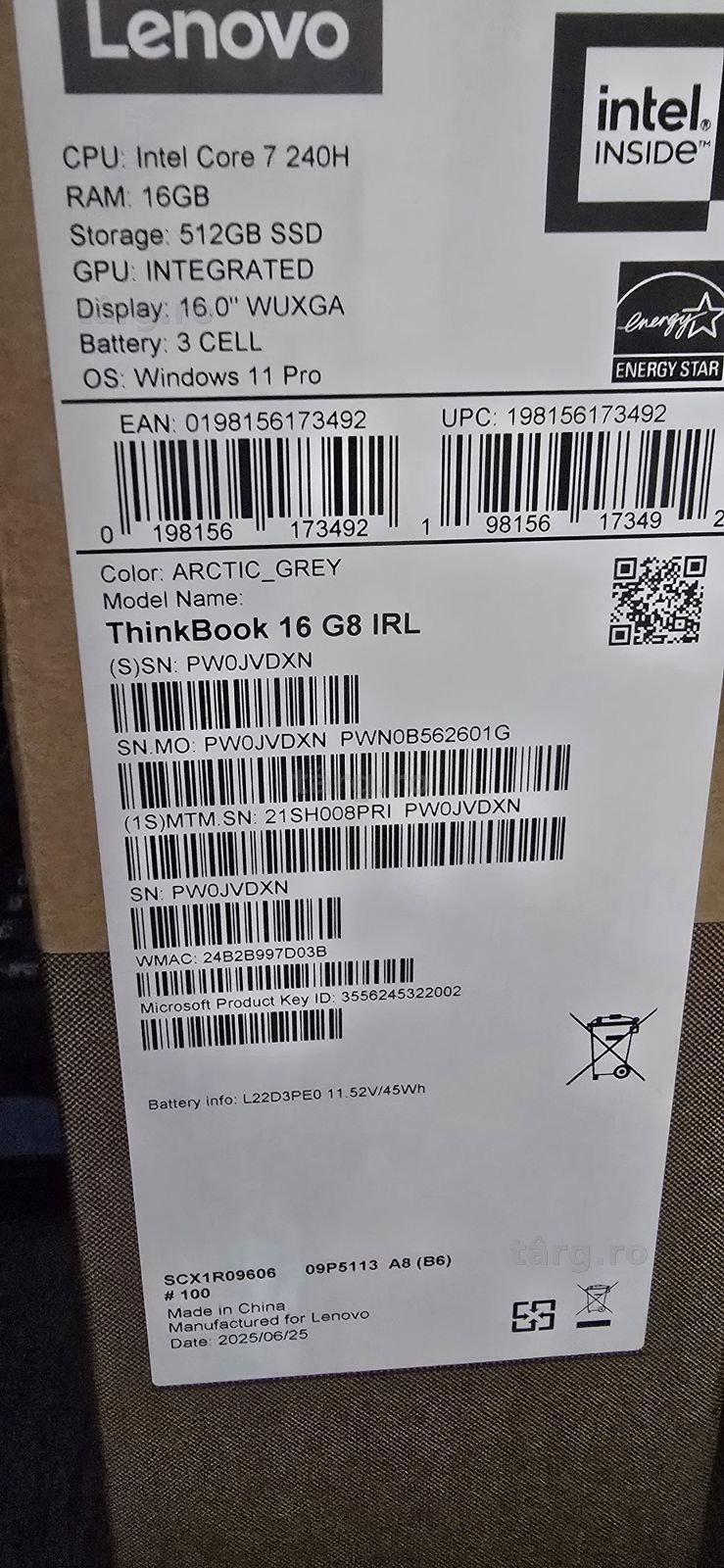 Hope Amanet P6 Laptop Lenovo ThinkBook 16 G8 IRL  #187600 2