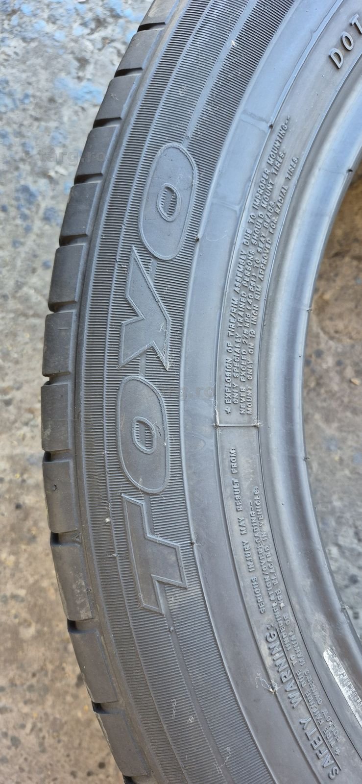 4 anvelope vara Toyo 225/55/19,dot 2021.Pretul este pe bucata. 4