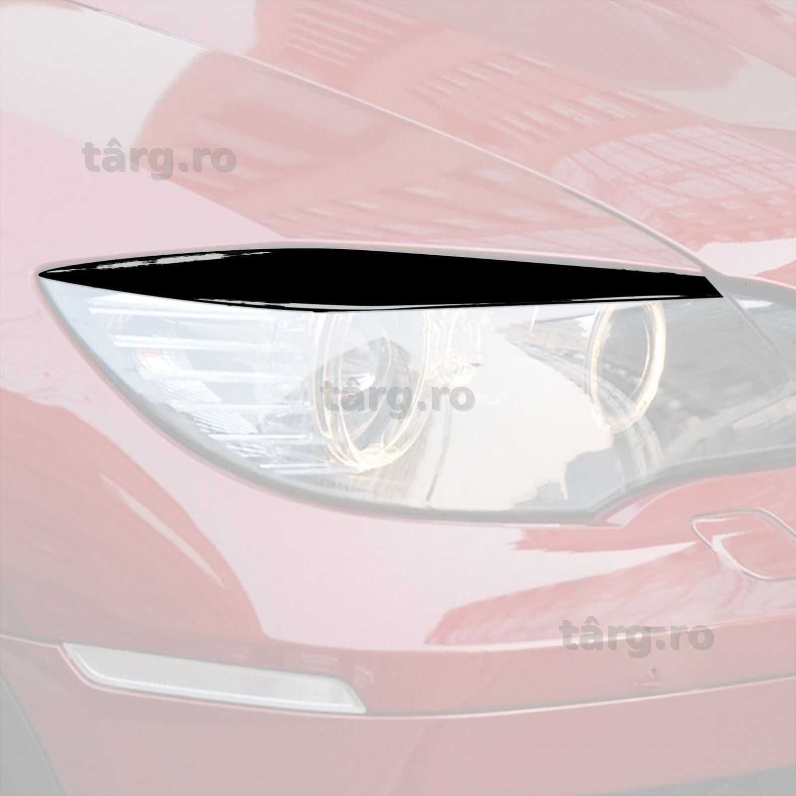 Set 2 Pleoape Faruri Far Adeziv BMW X6 E71 2008 - 2014, Negru Lucios