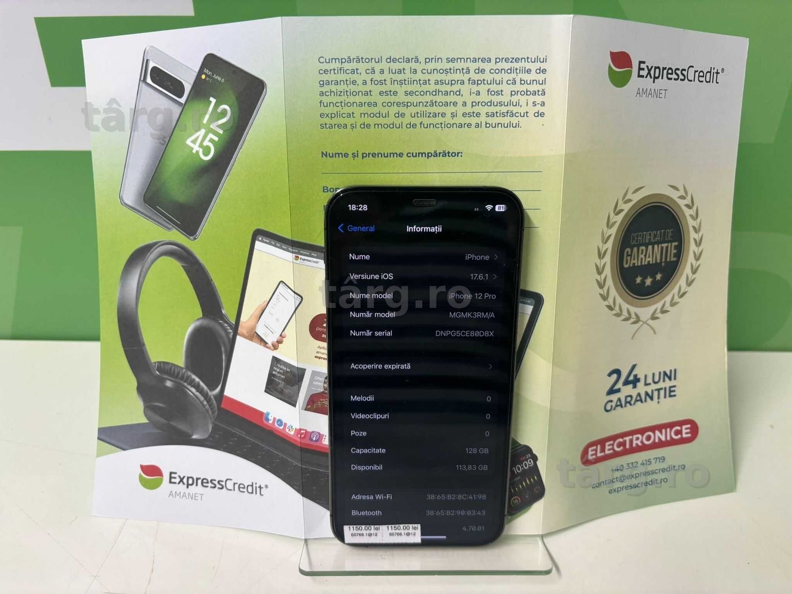 iPhone 12 Pro 128Gb (B.60766-Tatarasi) Garantie 2 ani-1150 lei