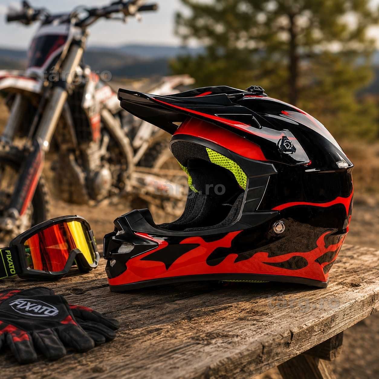 Casca Moto Enduro Cross ATV - S / M / L / XL - Rosu 6