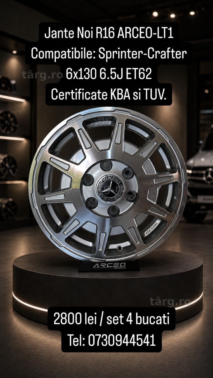 Jante R16 6x130 Heavy Duty Noi Mercedes Sprinter W906 W907 2006-2025 VW Crafter 2006-2017 1275kg/jantă TUV Autoutilitare Marfă Pasageri