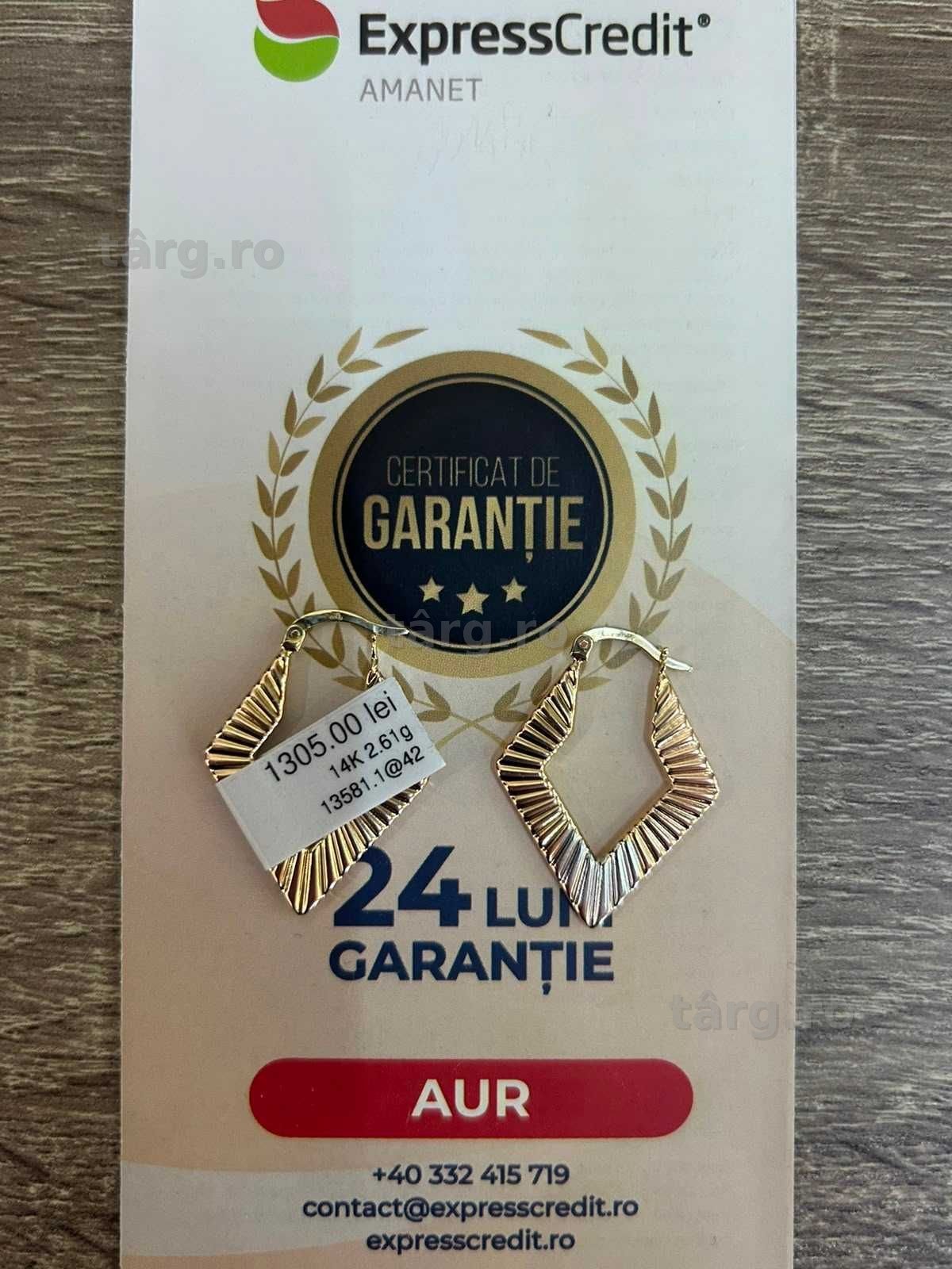 Cercei Aur 14K 2.61G (AG42 B.13581) Garantie 24 luni