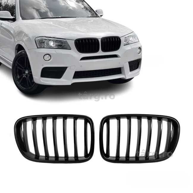 Grile Nari Simple BMW X3 F25 Non-Facelift 2011-2014, Negru Lucios, M Performance Style