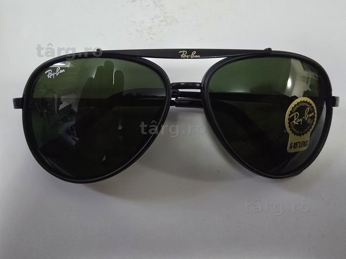 Ochelari de soare Rayban RB4414, lentila sticla, noi, lentila verde, rama neagra