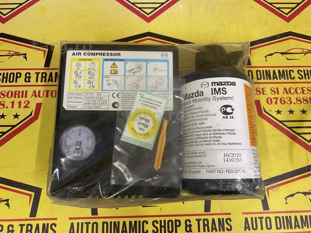 Compresor aer umflat roti auto masina Kit pana cu solutie OEM Mazda No