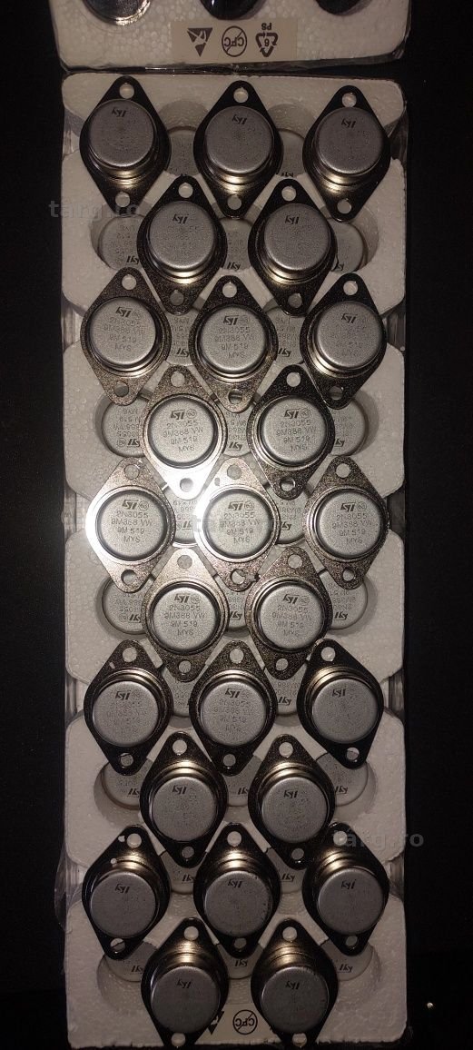 Tranzistor Bipolar NPN 2N3055 Original STMicroelectronics 100v CBv / 60v CEv TO-3 Nou