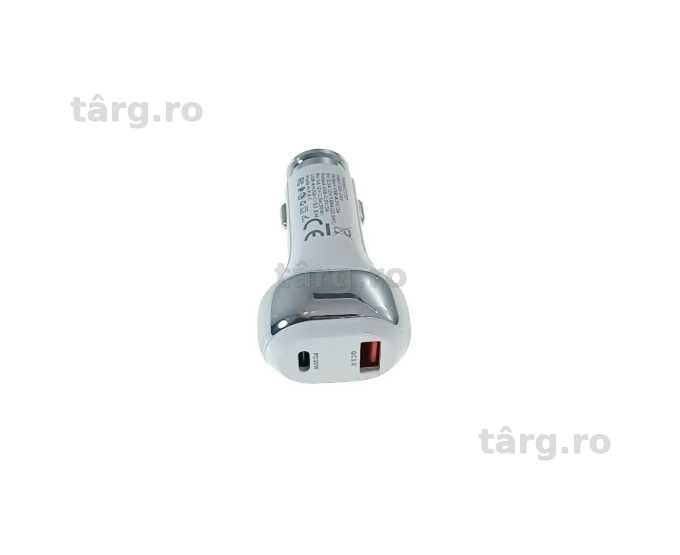 Incarcator auto, Incarcare rapida, Quick Charge 3.0, Alb 3