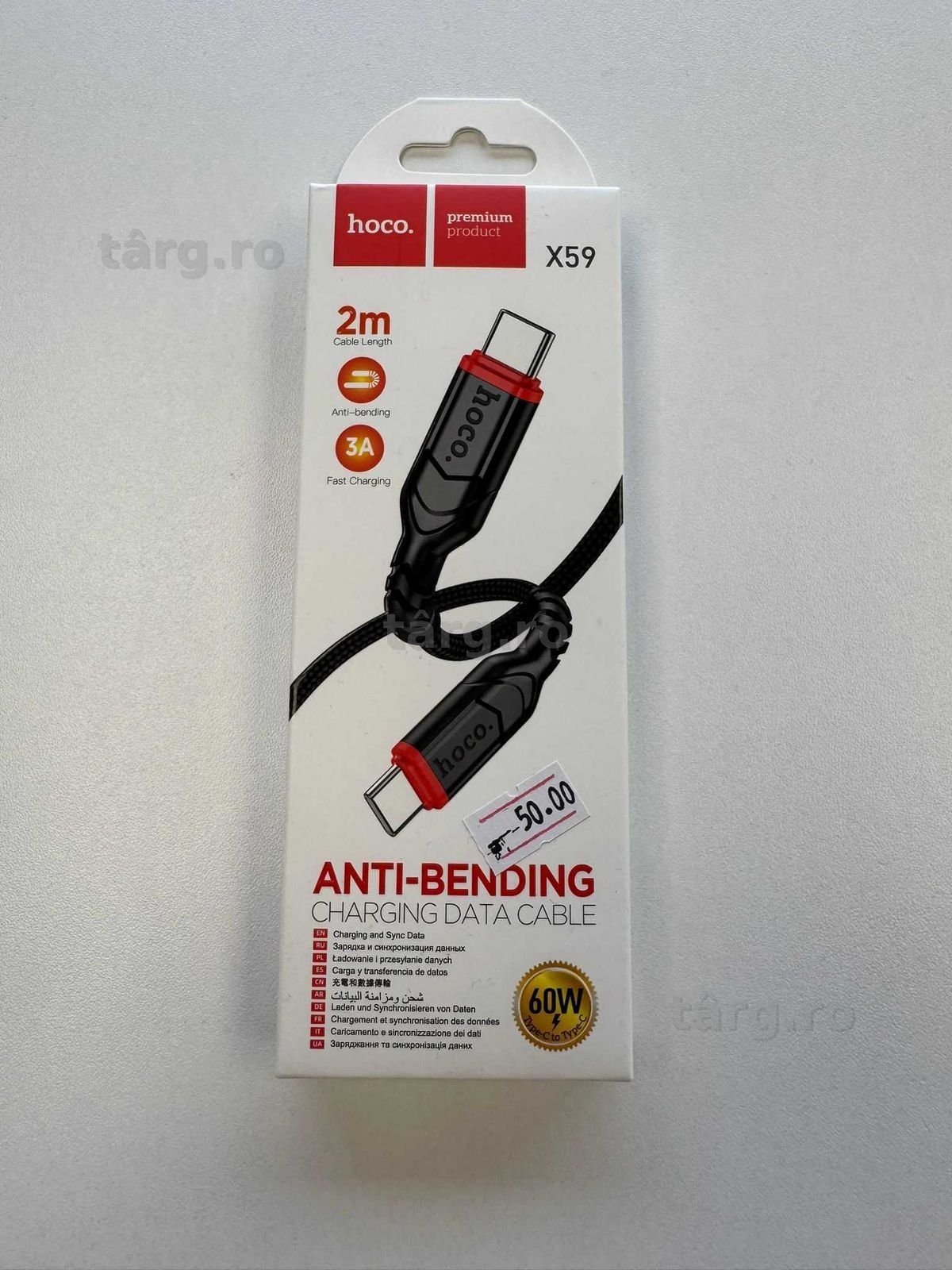 Cablu Incarcare Fast USB C-USB C, 60W, Lungime 2M 2