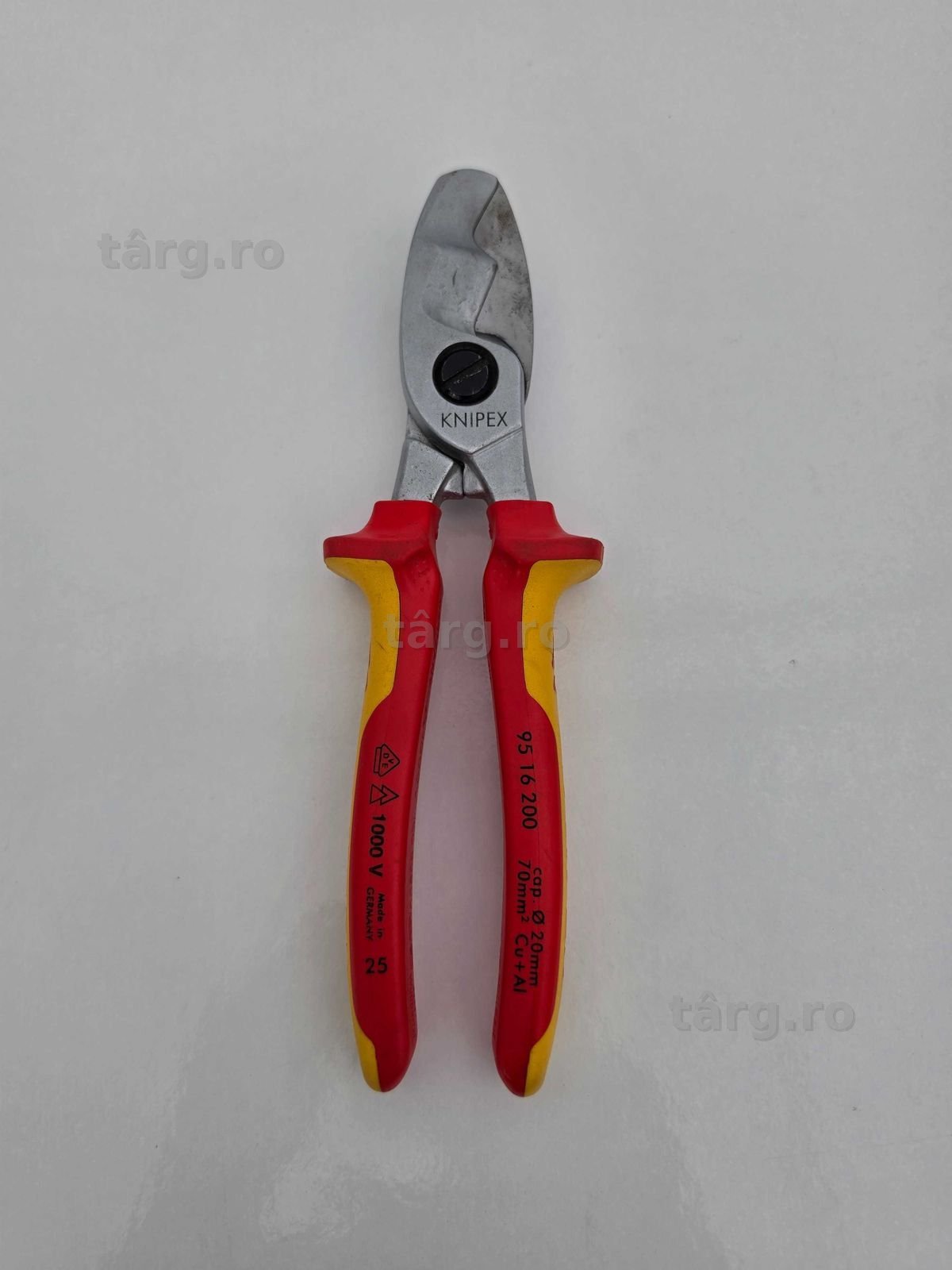 Foarfecă pentru cabluri Knipex 95 16 200, cu două tăișuri, 200 mm, cromată