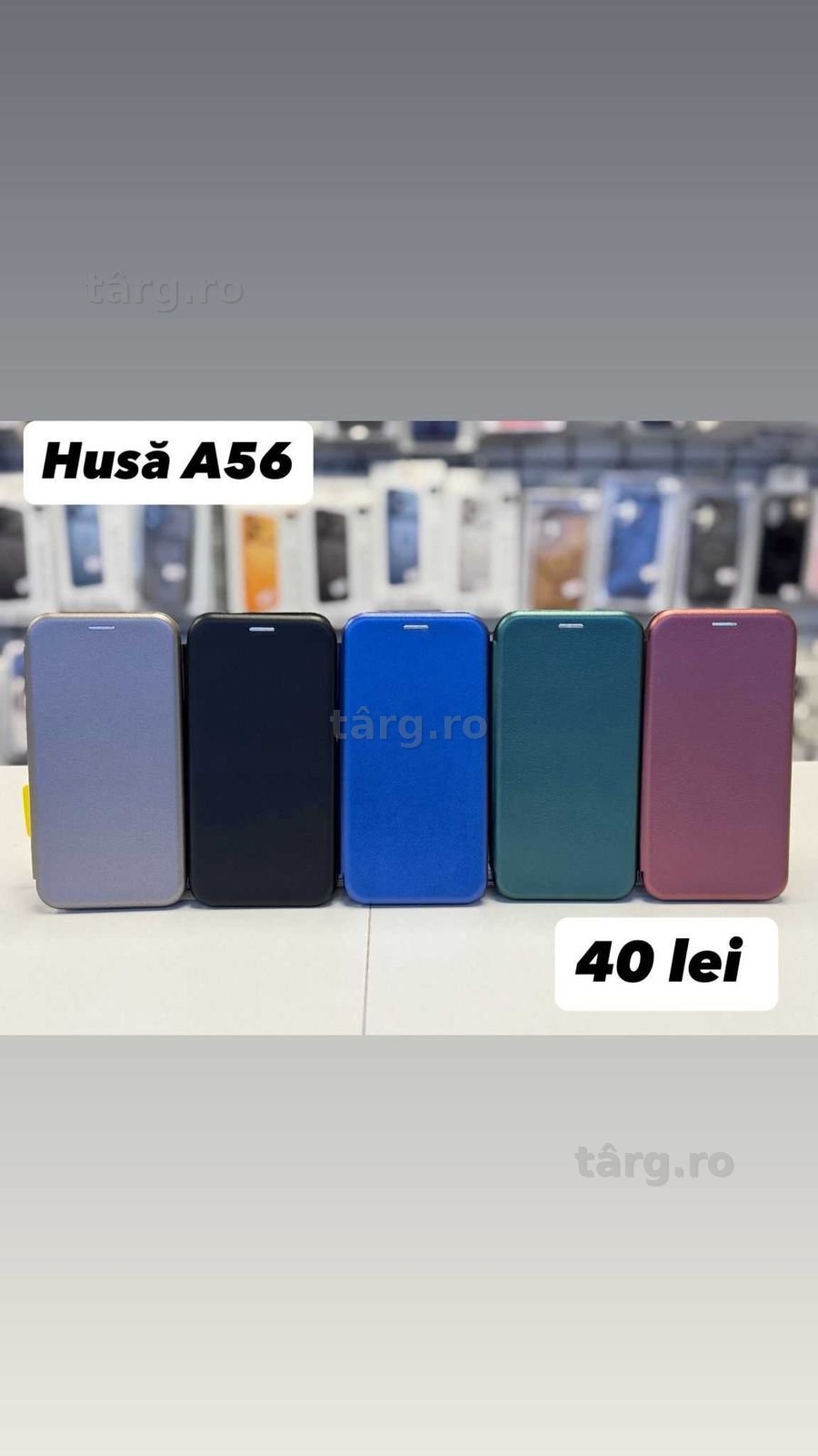 Husa piele ecologica tip carte, folie, cablu, incarcator Samsung A56