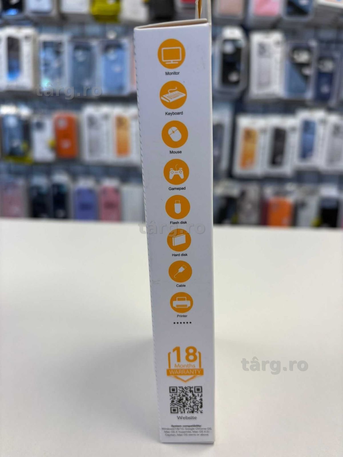 Hub Multiport 20cm USB-C, HOCO HB41, 4xUSB 2.0, 480Mps, Negru 3