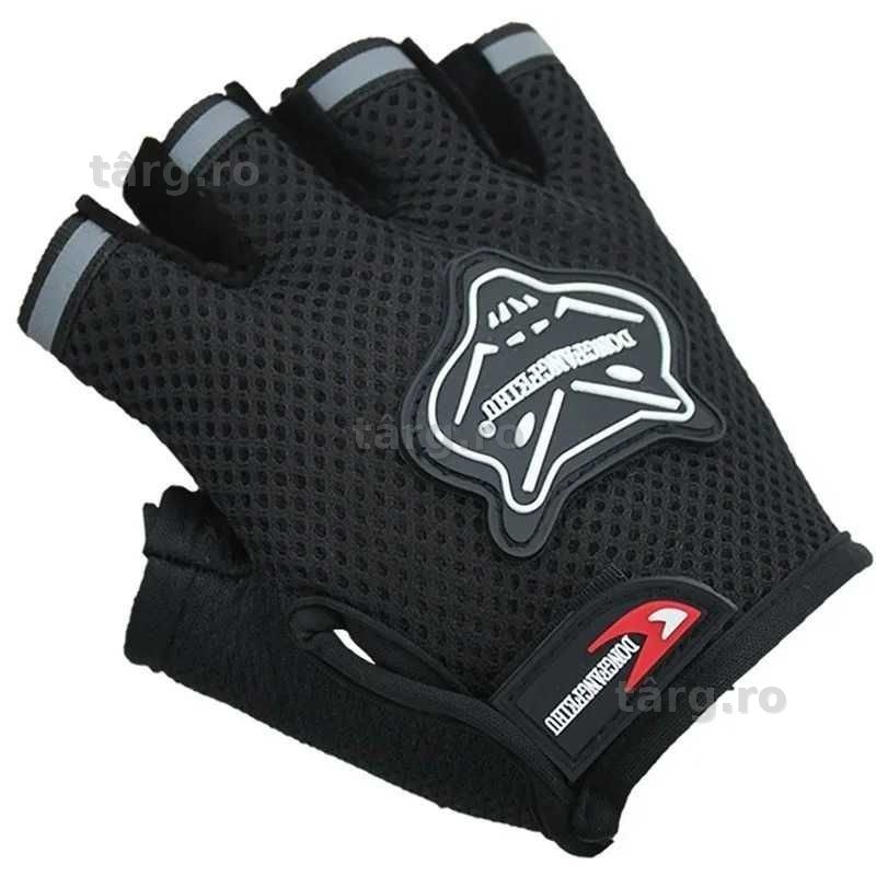 Manusi ciclism pentru Bicicleta si Fitness cu protectie palma, din Material Respirabil, marime universala, Negru