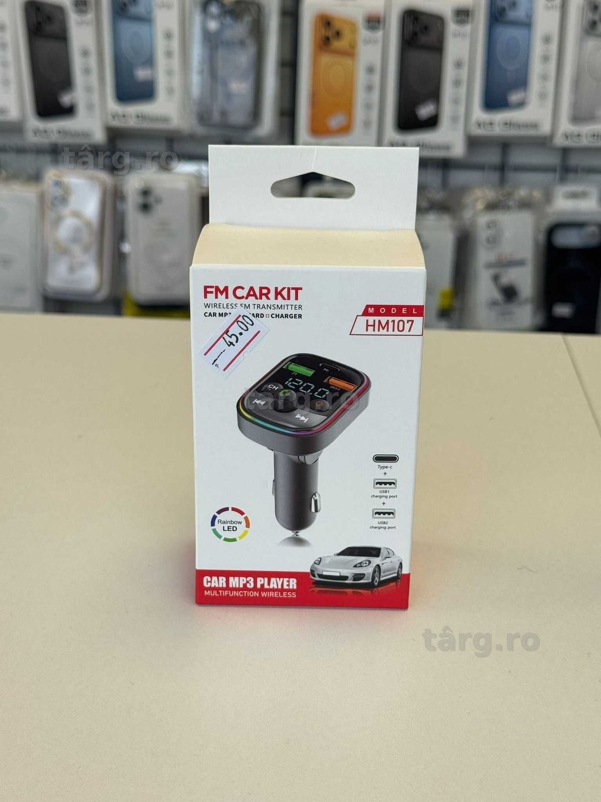 Modulator FM, bluetooth, TF Card, stick USB, Port USB Type C
