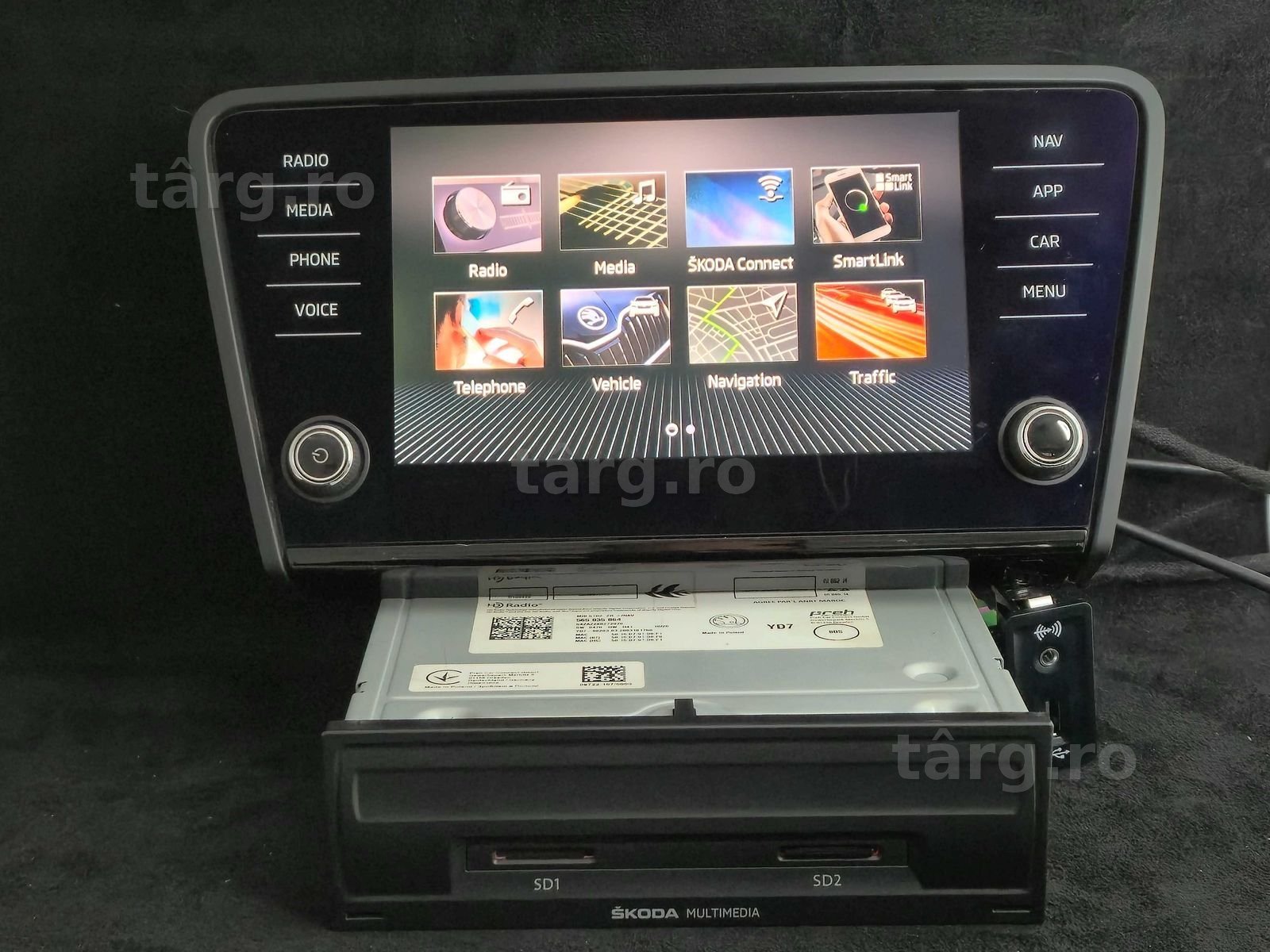 Navigație Originală MIB2 + Ecran 8 Inch Skoda Octavia 3 Apple CarPlay Android Auto SmartLink Bluetooth