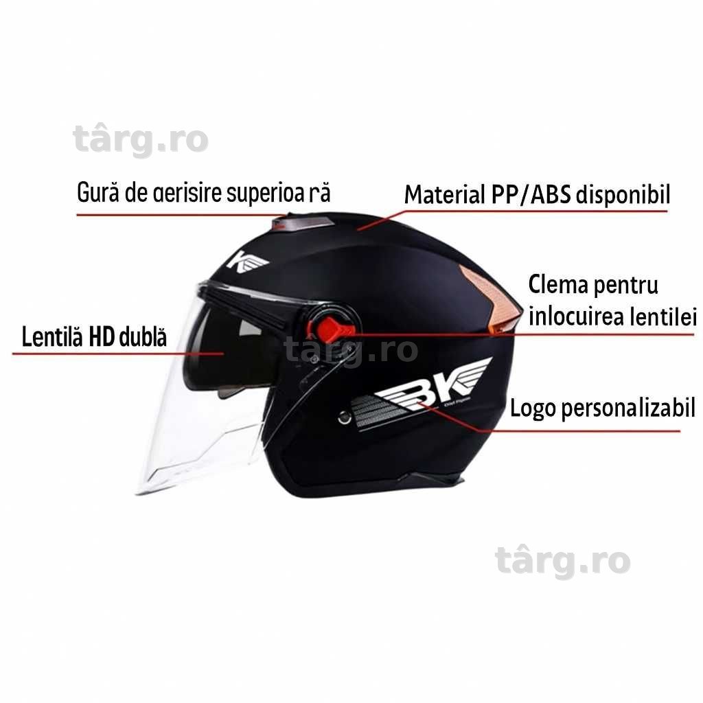 Casca Moto/Scuter/ATV, viziera dubla, marime universala, Negru Mat 4