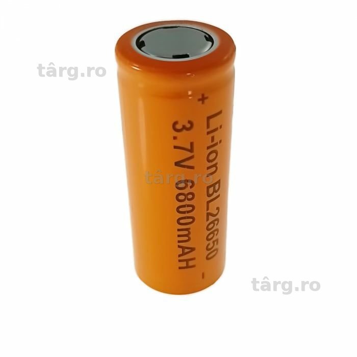 Acumulator Li-Ion 26650, 3.7V, 6800mAh, culoare portocaliu