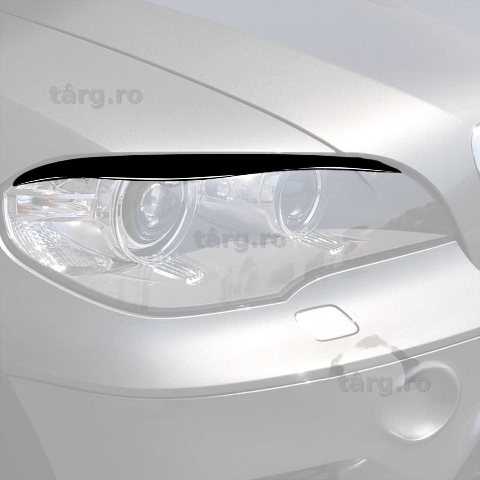 Set 2 Pleoape Faruri Far Adeziv BMW X5 E70 2008 - 2013, Negru Lucios