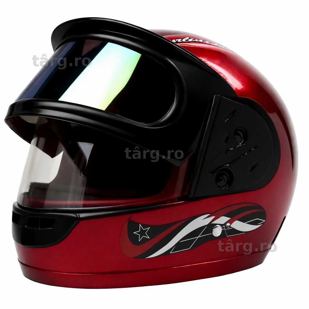 Casca Moto/Scuter/ATV, viziera dubla, marime universala, Rosu