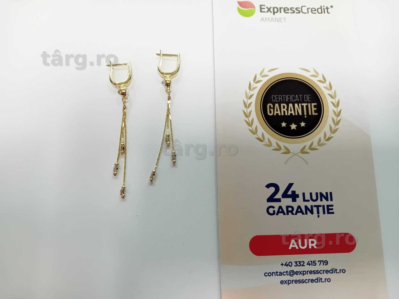 (Ag33) Cercei Aur 14K / Garantie 2 ani 2