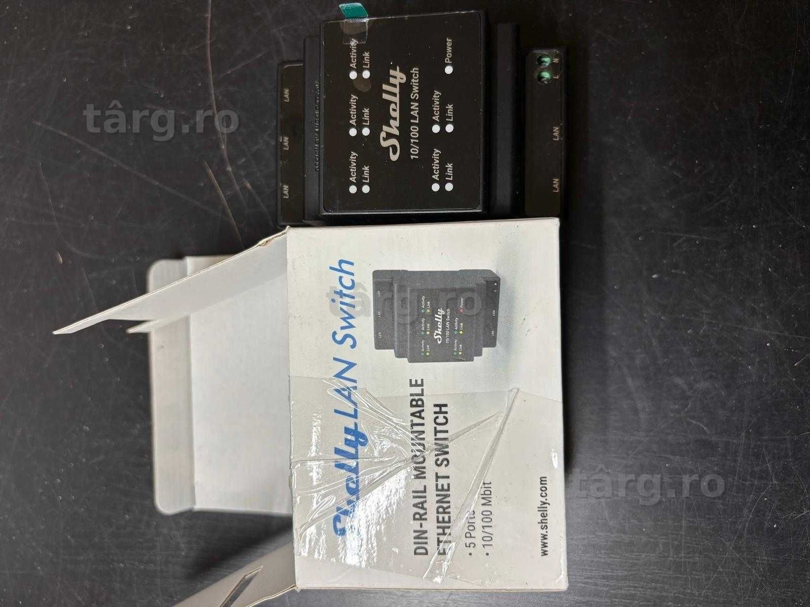 Switch LAN Shelly | Switch Ethernet rapid cu 5 porturi RJ45 10/100 Mbps | 110 - 230V