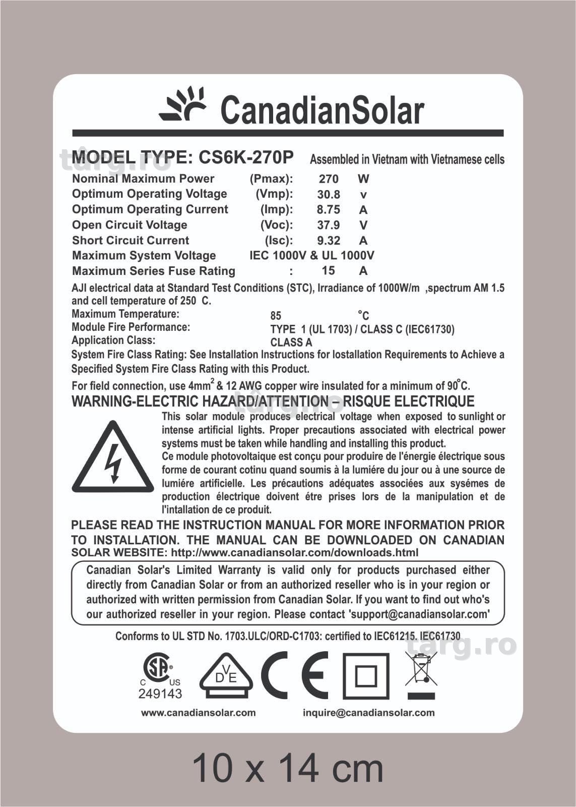 Panouri Solare Panou Solar Policristalin 270W Fotovoltaice 24v Second