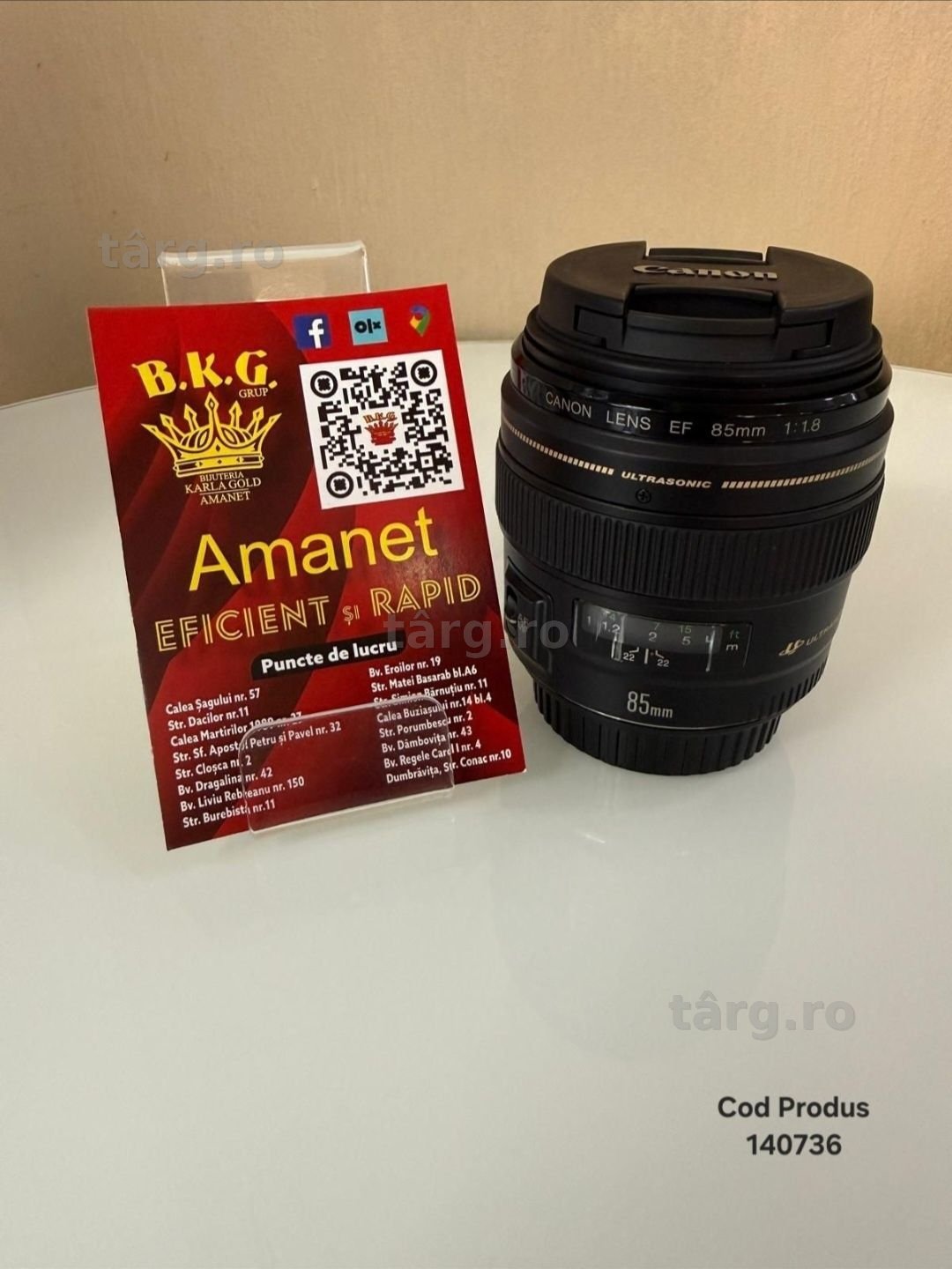 Obiectiv Canon 85mm Amanet BKG