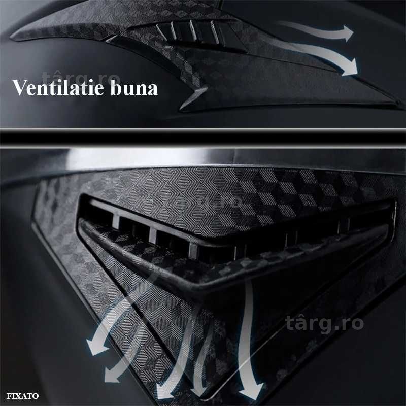 Casca Moto/Scuter/ATV, Viziera Dubla, Esarfa detasabila, Negru 6