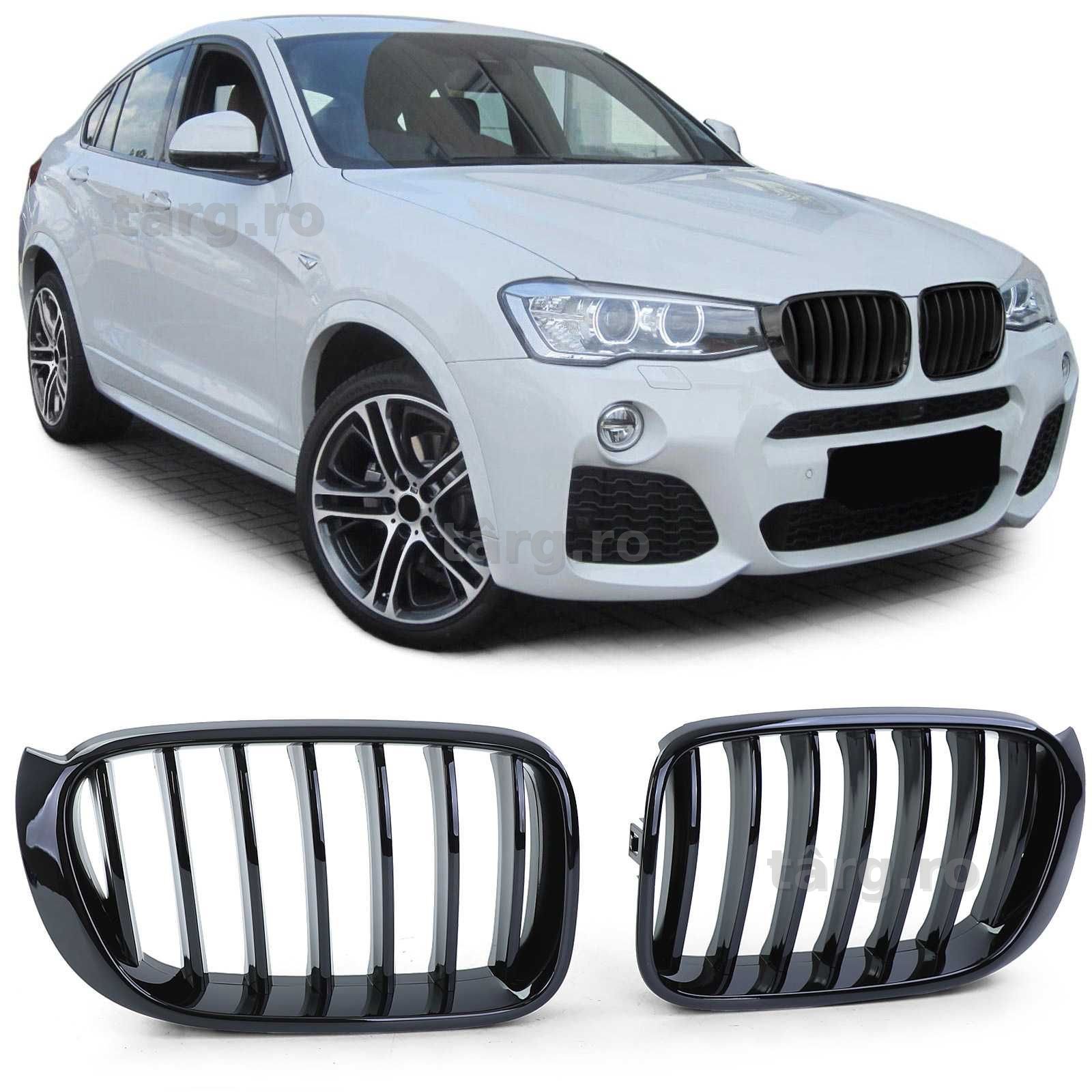 Grile Bara Fata Nari Simple BMW X3 X4 F25 F26 Facelift LCI, Negru Luci