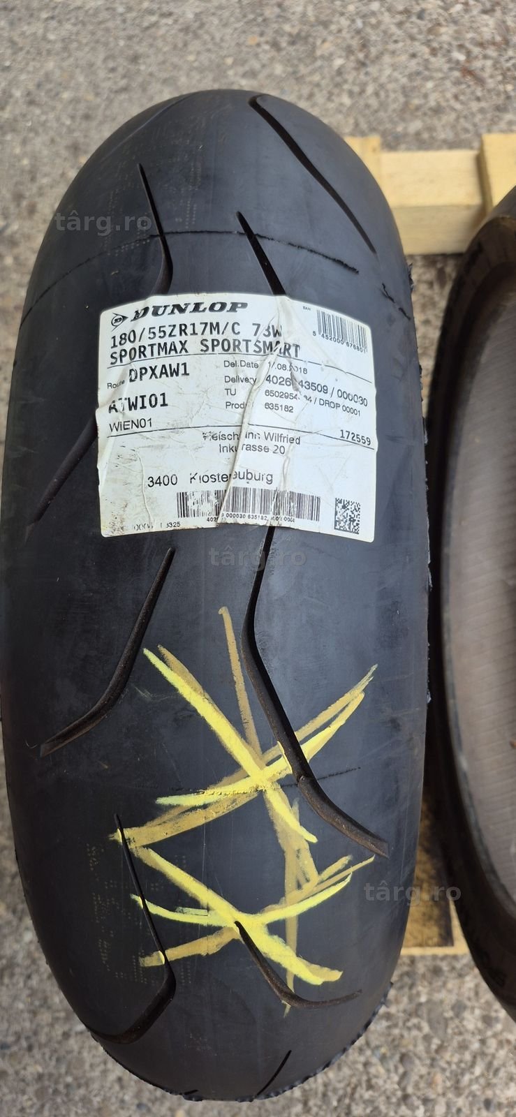 2 anvelope moto spate noi Dunlop 180/55 ZR17M/C,dot 2018.Pretul este pe bucata. 2