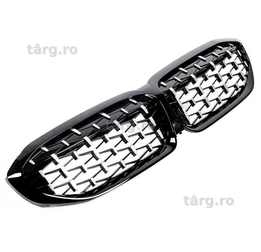 Grila Diamond Grile Nari Duble M Style BMW G20 G21, Negru Lucios Chrom