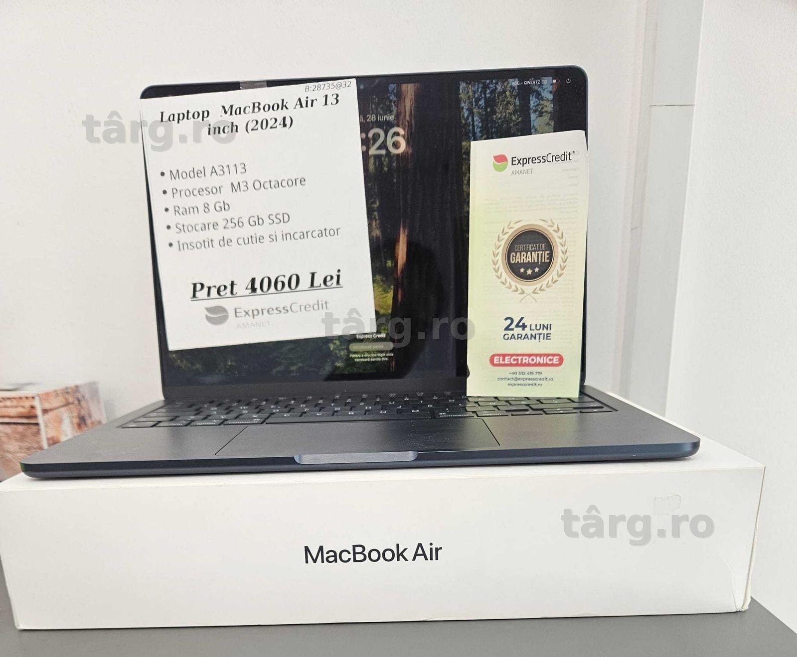 Laptop MacBook Air 13 inch(2024) (AG32 B:28735.1) Garantie 2 Ani! 2