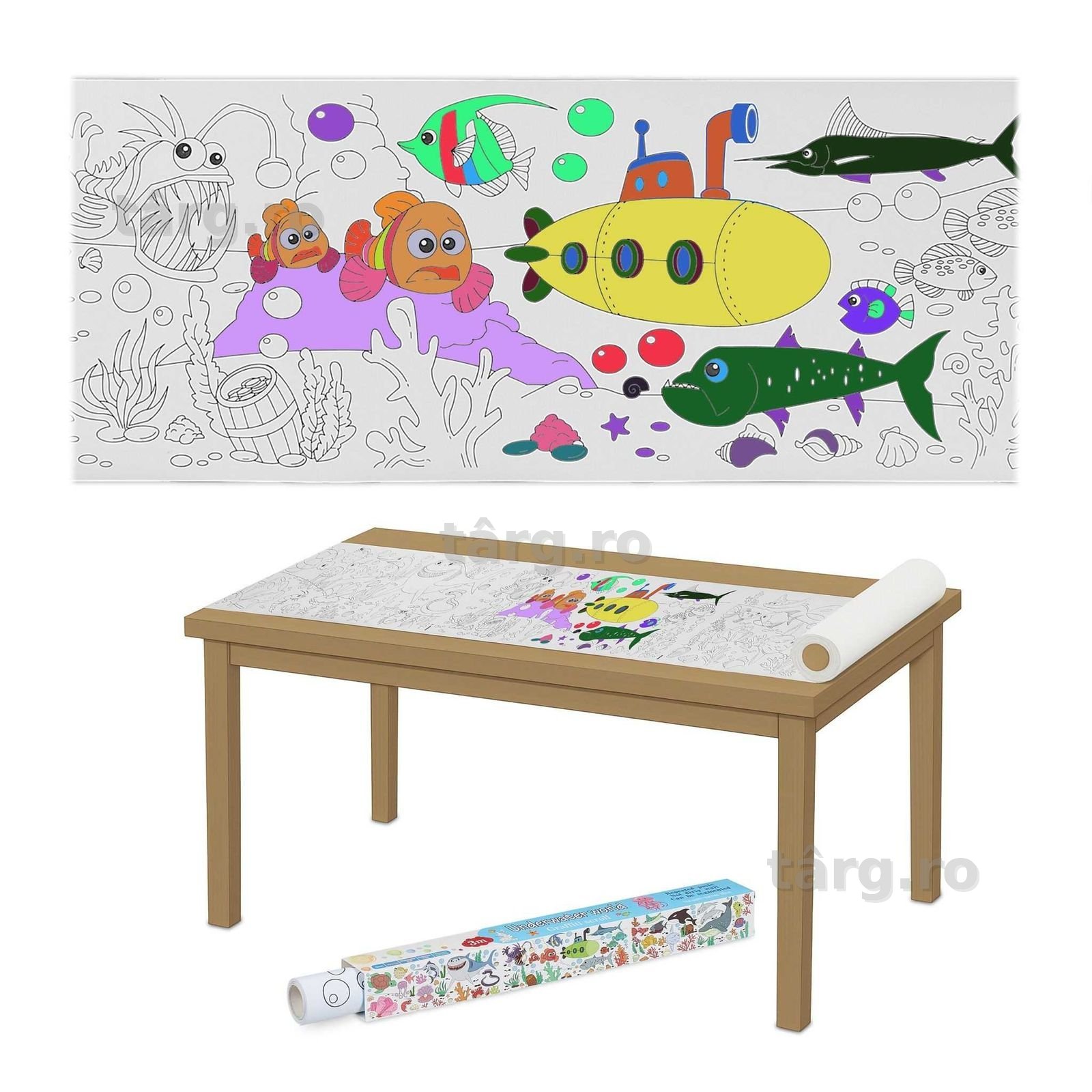 Rola hartie de colorat pentru copii XXL autoadeziva Sea Life 300x38 cm