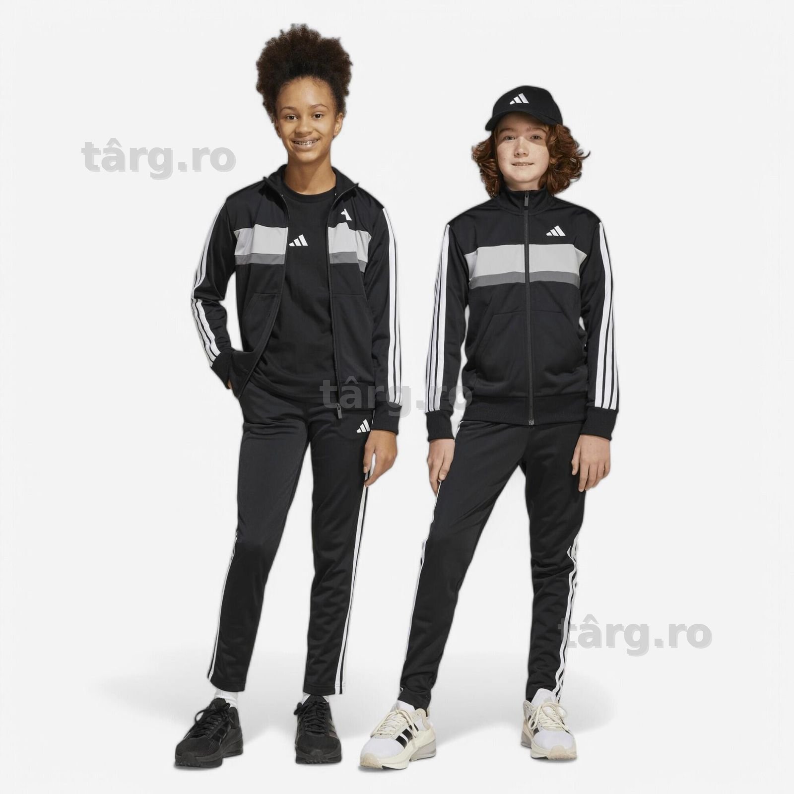 Trening Tiberio Adidas Negru-Alb Copii - produs resigilat Decathlon
