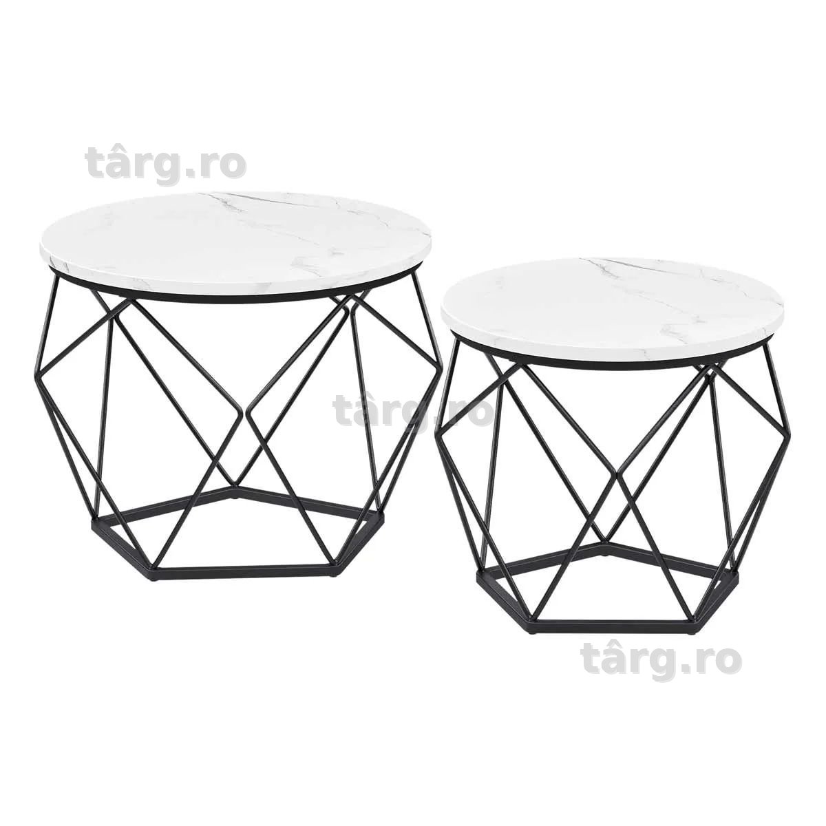 Set 2 măsuțe rotunde de cafea, Vasangle
