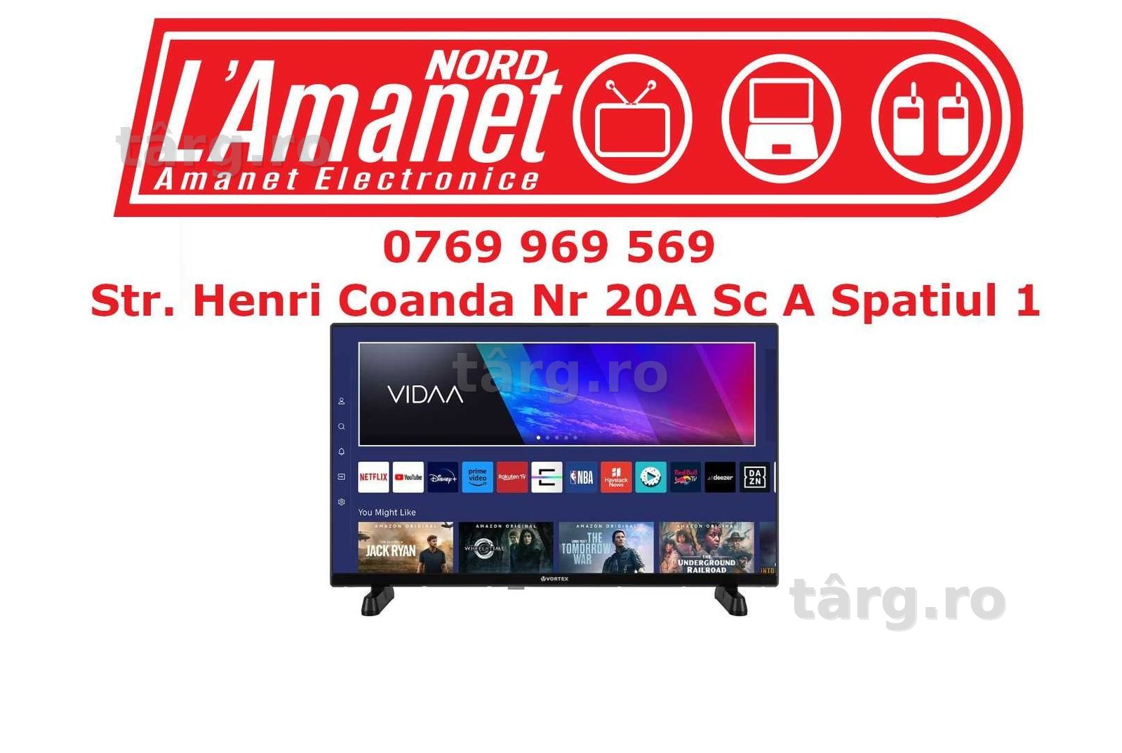 TV Smart LED VORTEX V32V750DLV HD 81cm Dolby Digital Plus Stare Buna - Nord