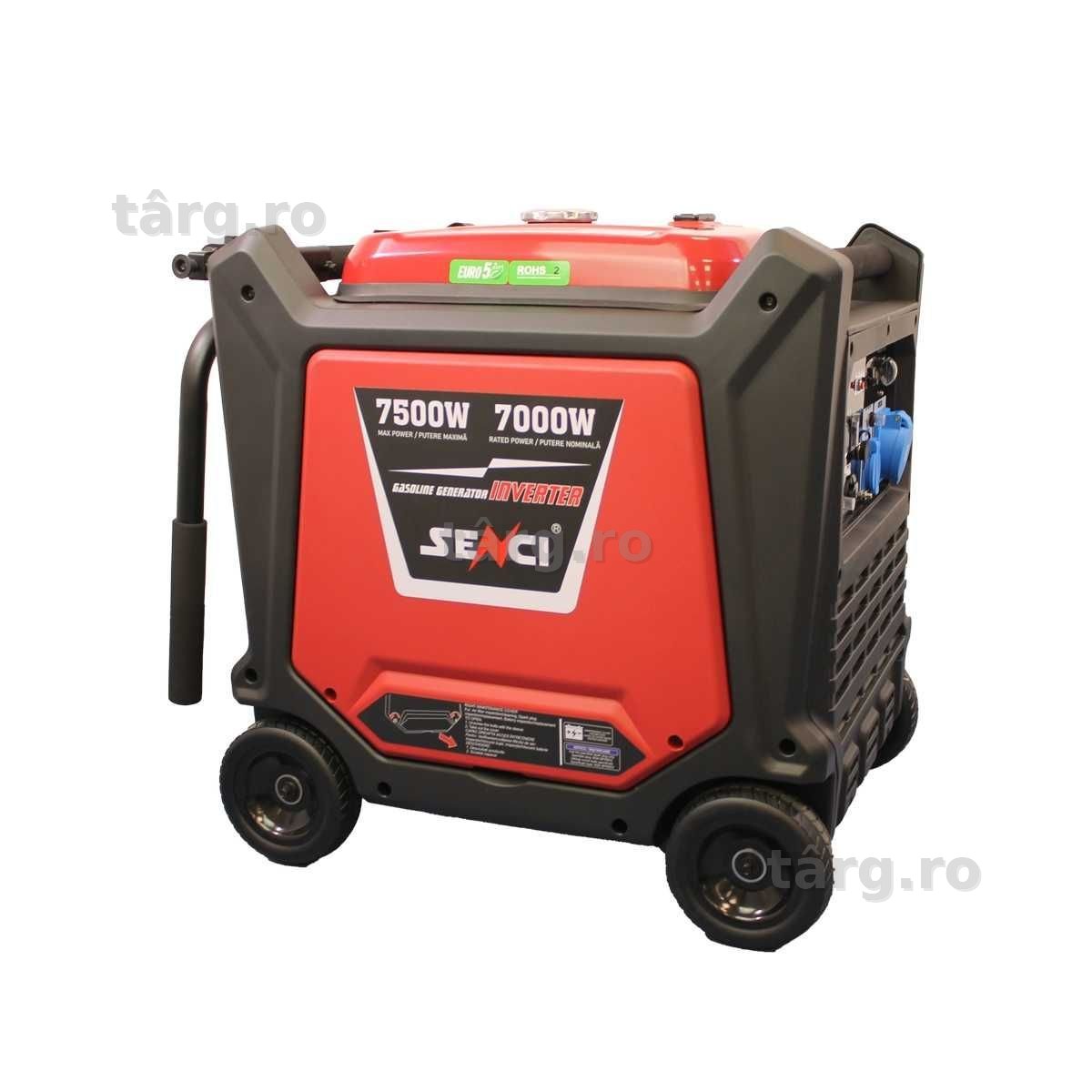 Generator de curent digilat de tip inverter SENCI SC8000iE putere maxima 7.5 kW 230V pornire electrica insonorizat, motor Benzina