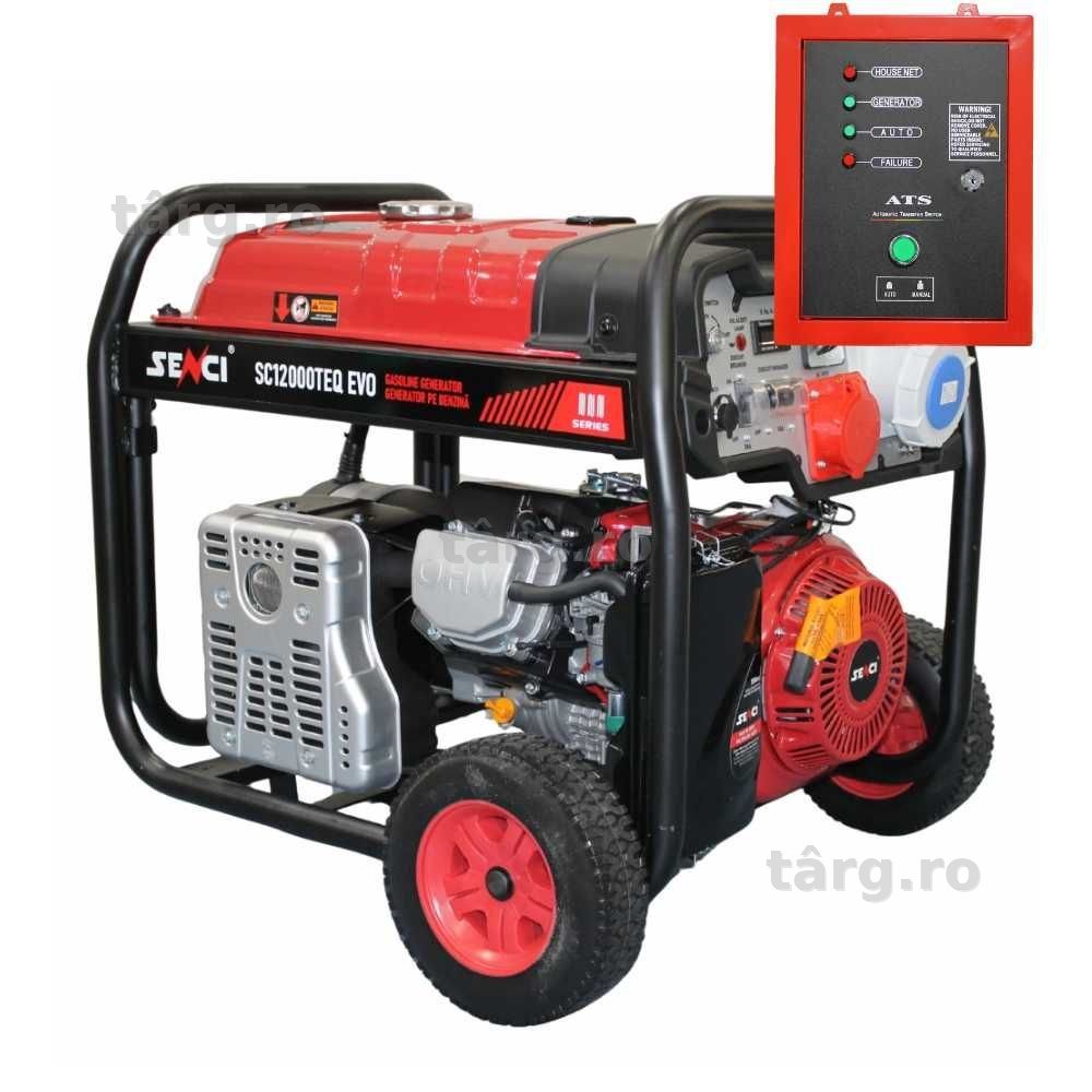 Generator de curent SENCI SC12000TEQ EVO P.max=9.5kW 230V/400V, roti si manere incluse, motor benzina, ATS inclus